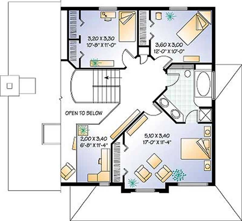 Floor Plan Second Story of Contemporary Plan #126-1189
