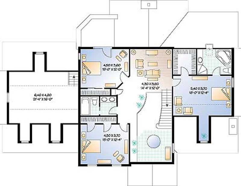 Floor Plan Second Story of Country Plan #126-1191