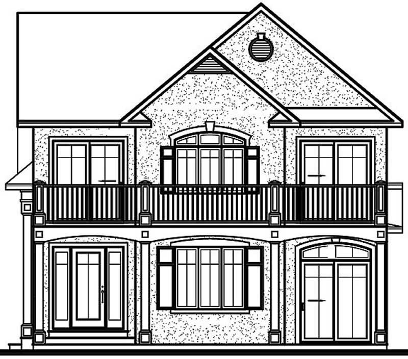 Home Plan Rear Elevation of this 3-Bedroom,2005 Sq Ft Plan -126-1195