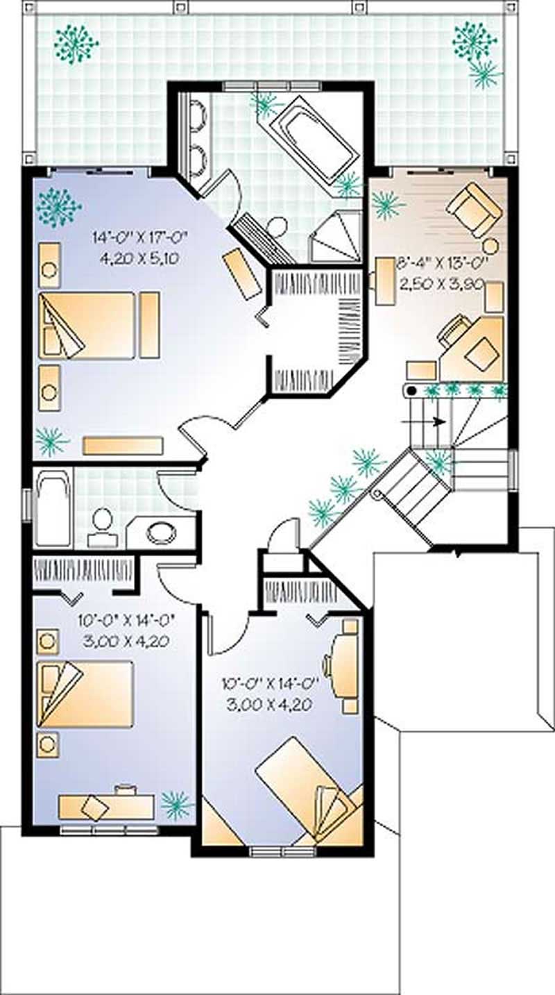 Floor Plan Second Story of Contemporary Plan #126-1195