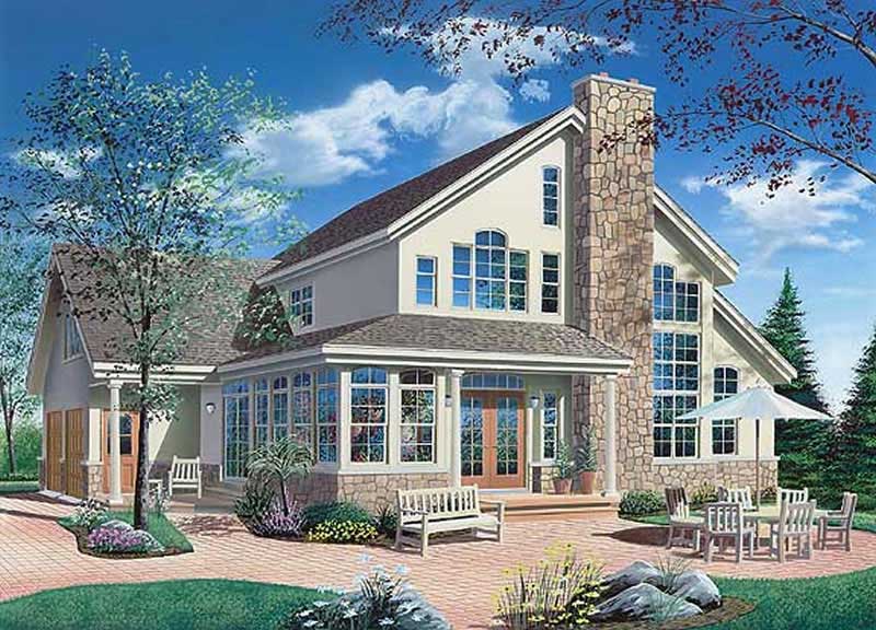 Home Plan Rear Elevation of this 3-Bedroom,2300 Sq Ft Plan -126-1196