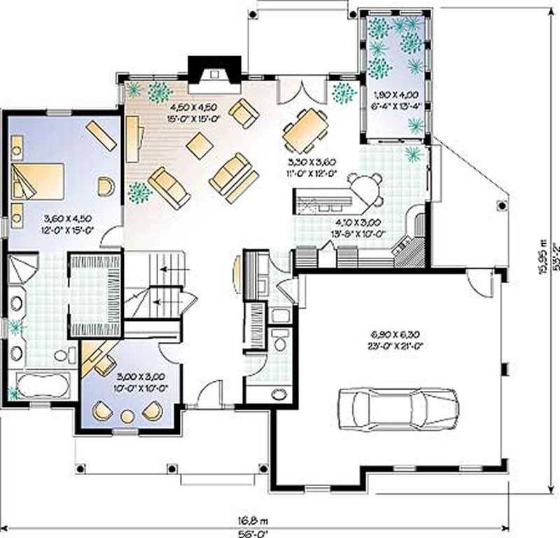 Floor Plan First Story of Traditional Plan #126-1196