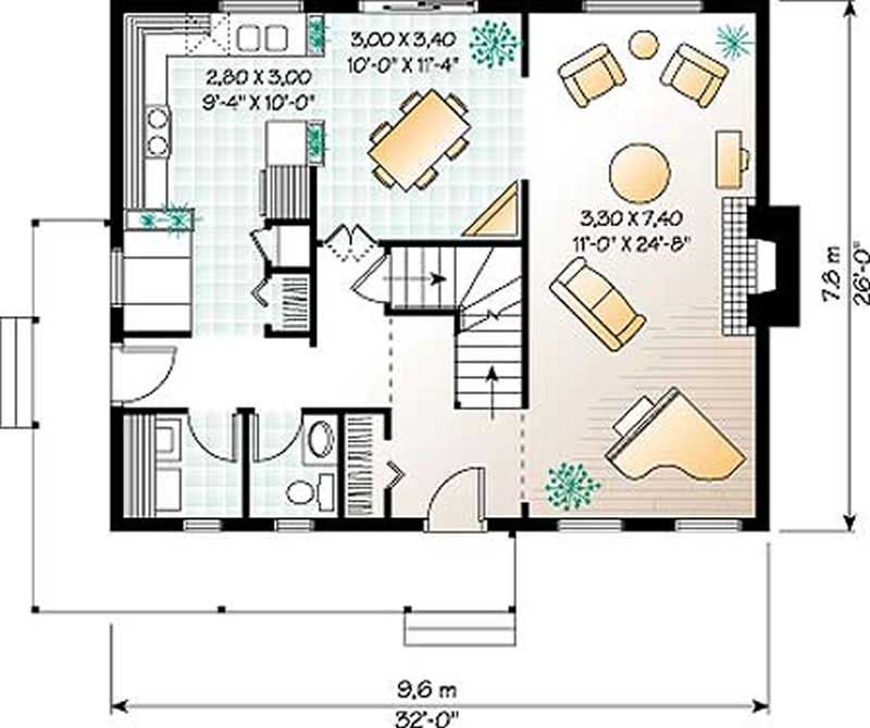 Floor Plan First Story of Country Plan #126-1197