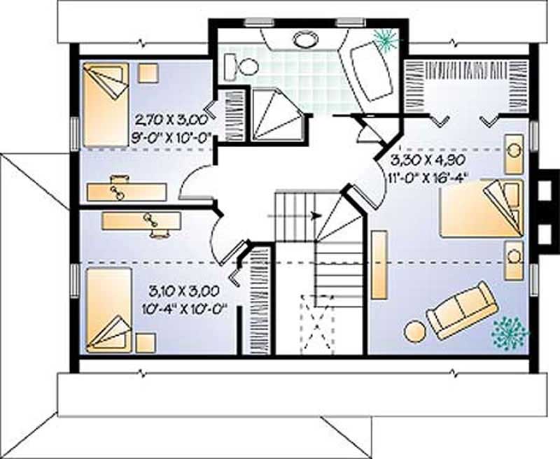 Floor Plan Second Story of Country Plan #126-1197