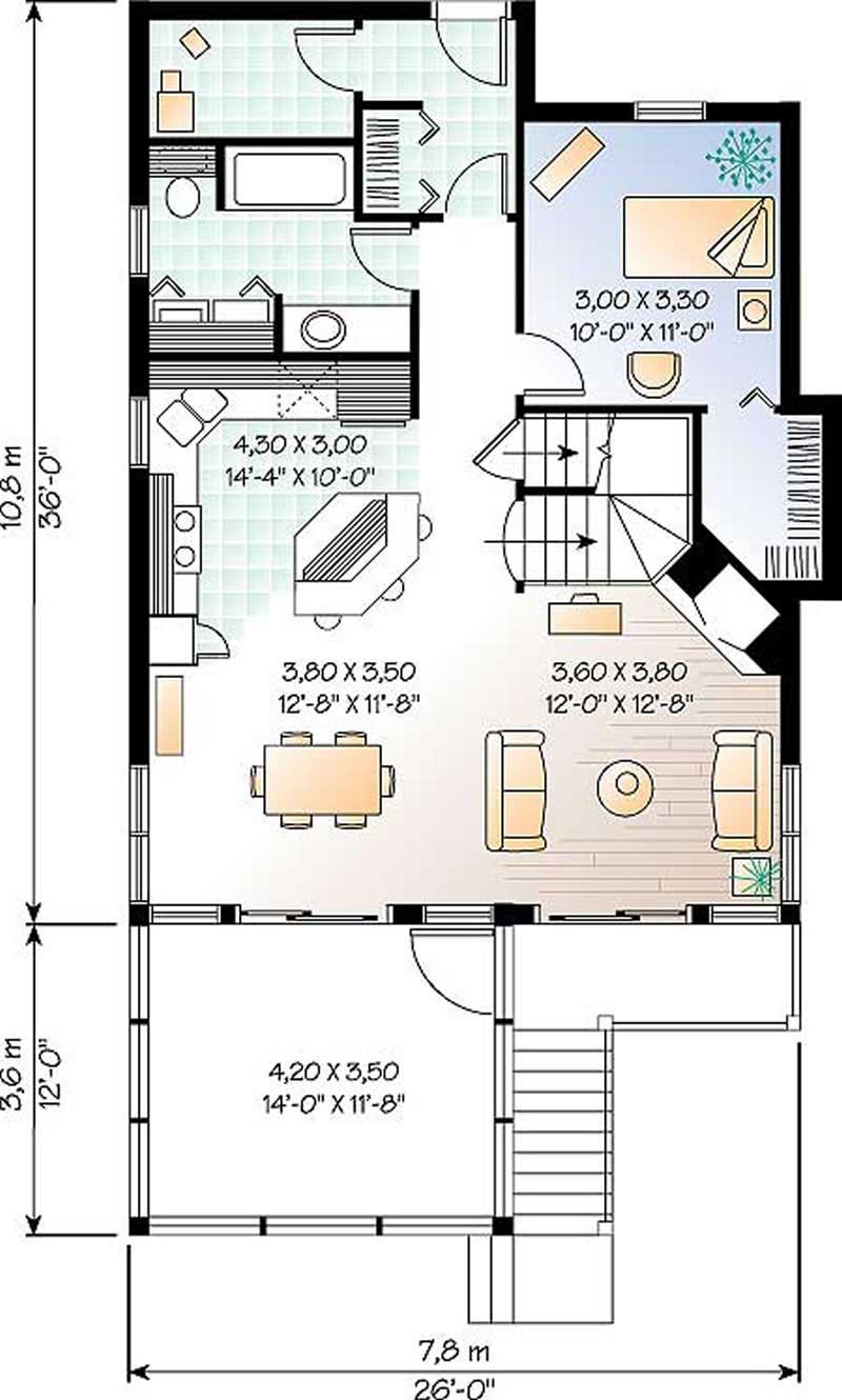 Floor Plan First Story of Small House Plans #126-1198