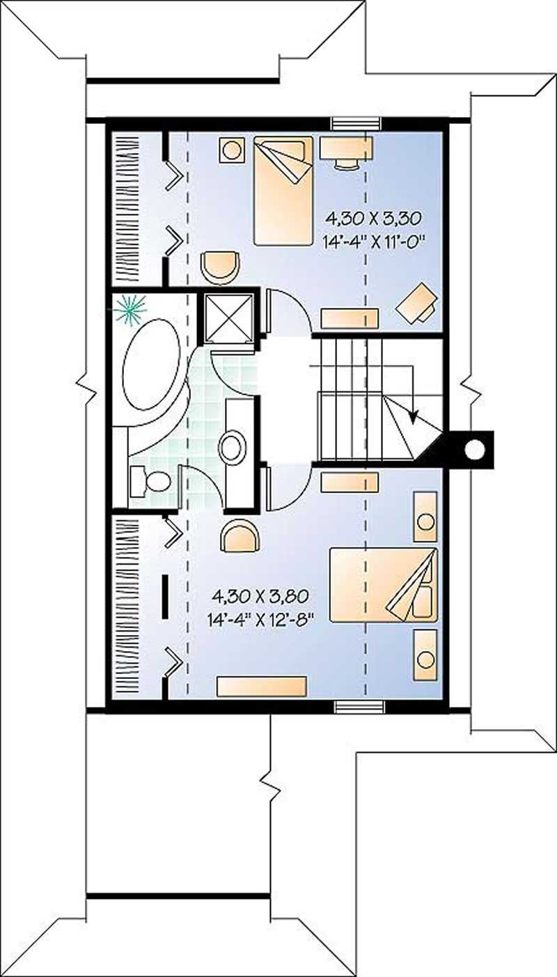 Floor Plan Second Story of Small House Plans #126-1198