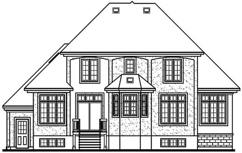 Home Plan Rear Elevation of this 3-Bedroom,2404 Sq Ft Plan -126-1202