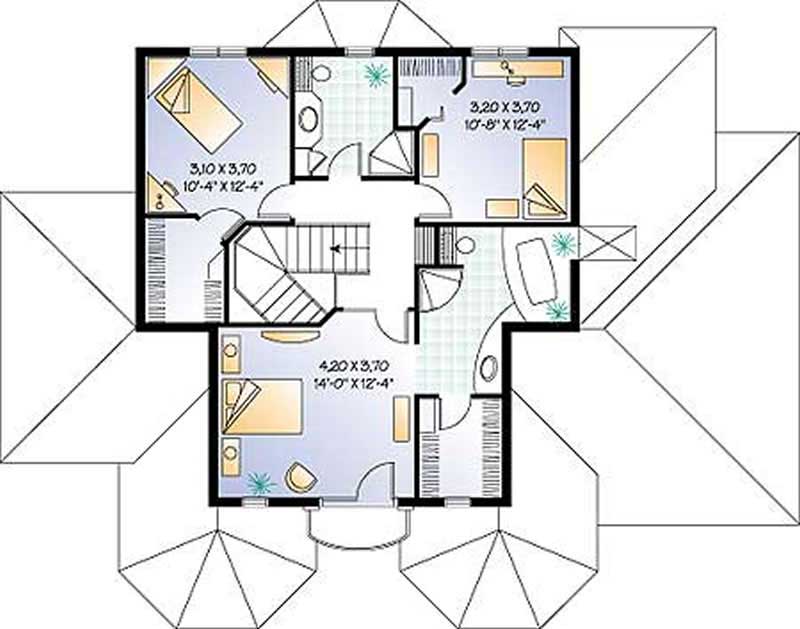 Floor Plan Second Story of Country Plan #126-1202