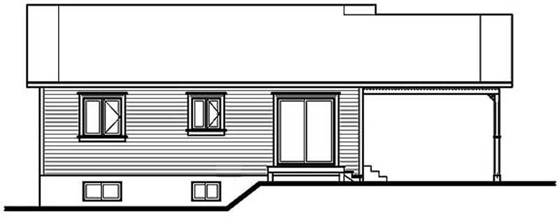 Home Plan Rear Elevation of this 2-Bedroom,947 Sq Ft Plan -126-1206