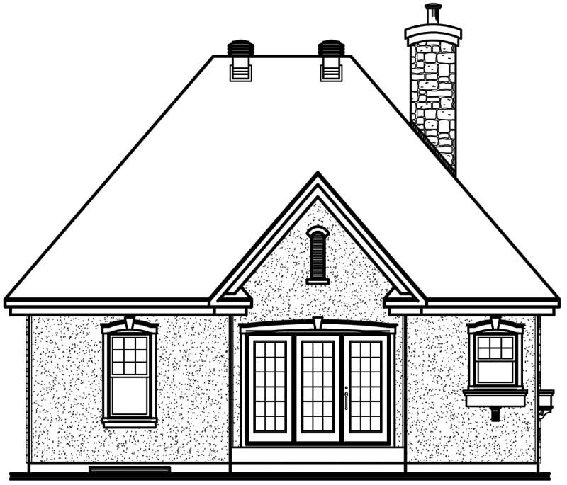 Home Plan Rear Elevation of this 2-Bedroom,1072 Sq Ft Plan -126-1213