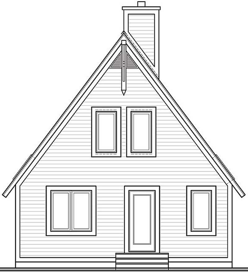 Home Plan Rear Elevation of this 2-Bedroom,1280 Sq Ft Plan -126-1215
