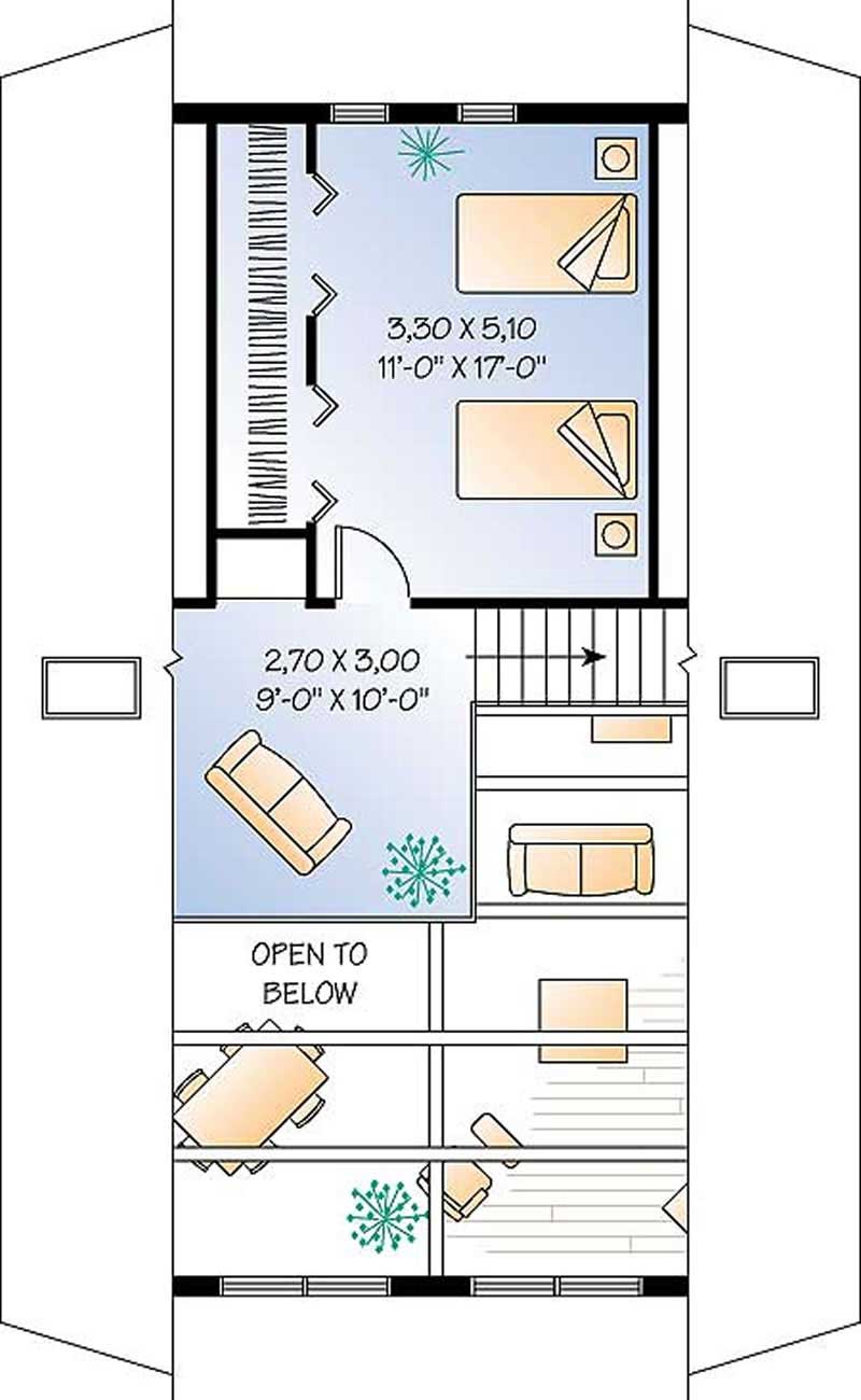 Floor Plan Second Story of Contemporary Plan #126-1215