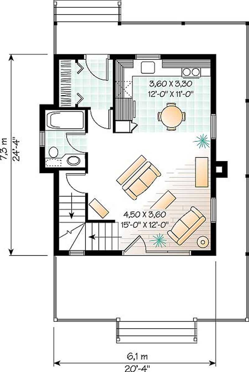 Floor Plan First Story of Country Plan #126-1218
