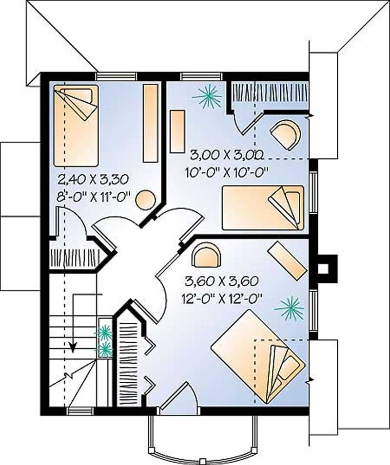 Floor Plan Second Story of Country Plan #126-1218
