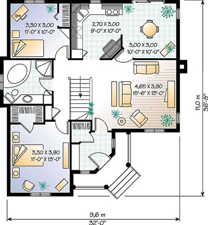 Floor Plan First Story of Contemporary Plan #126-1220