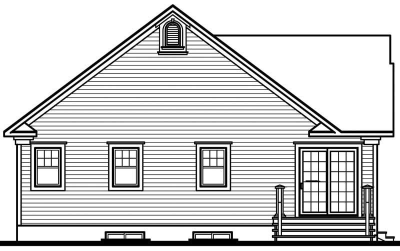 Home Plan Rear Elevation of this 2-Bedroom,1124 Sq Ft Plan -126-1221