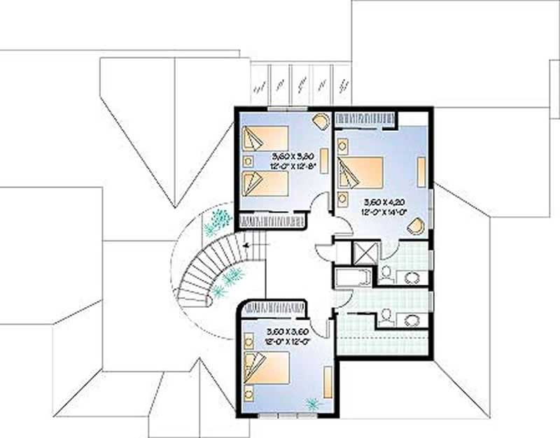Floor Plan Second Story of Country Plan #126-1224