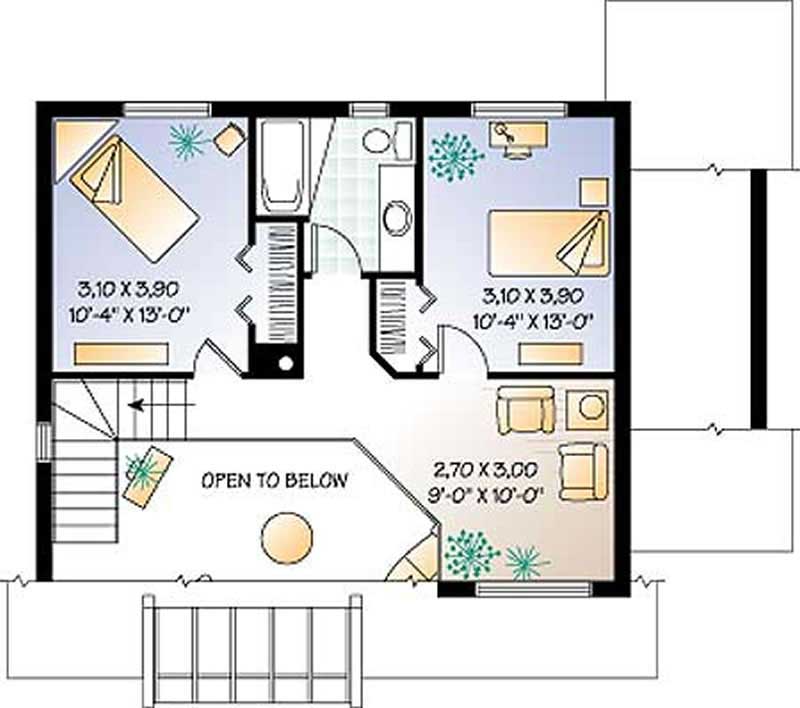 Floor Plan Second Story of Contemporary Plan #126-1227