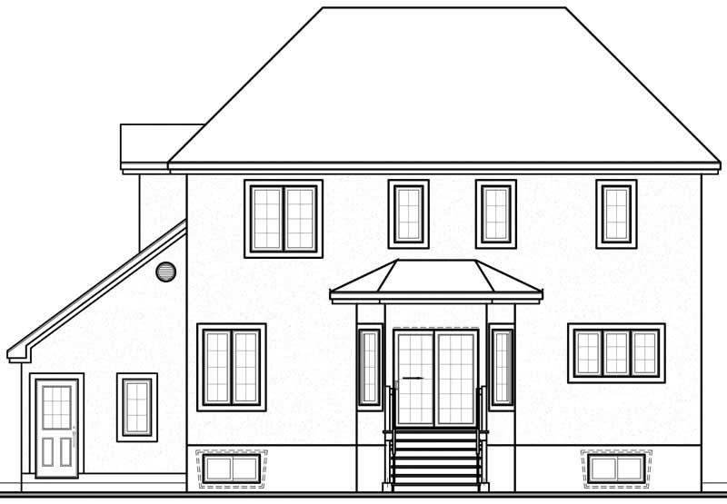 Home Plan Rear Elevation of this 3-Bedroom,2091 Sq Ft Plan -126-1228