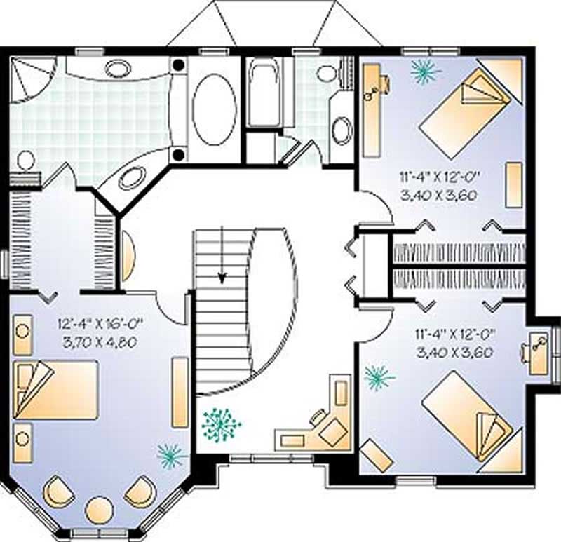 Floor Plan Second Story of Contemporary Plan #126-1228