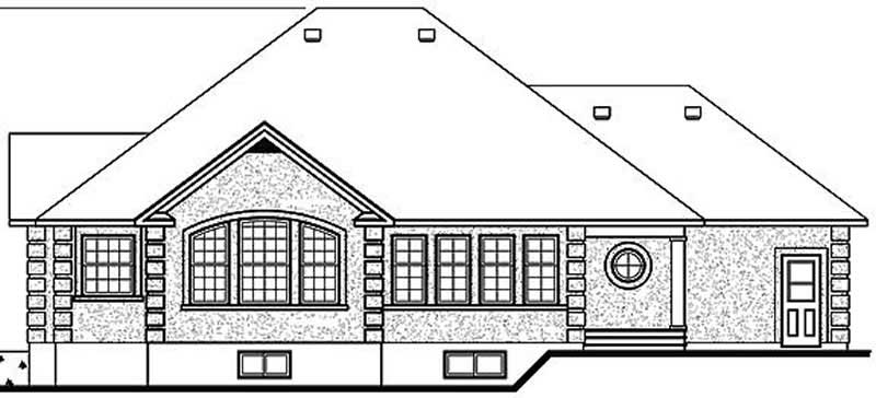 Home Plan Rear Elevation of this 3-Bedroom,1736 Sq Ft Plan -126-1229