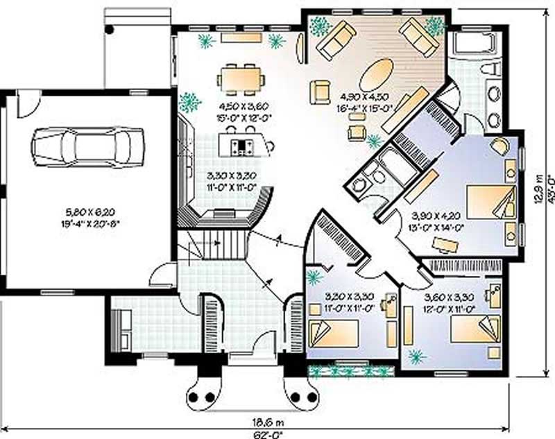 Floor Plan First Story of Contemporary Plan #126-1229