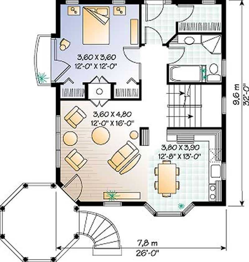 Floor Plan First Story of Country Plan #126-1230