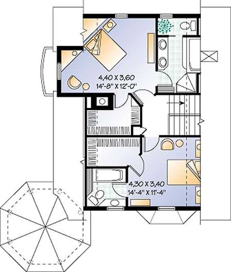 Floor Plan Second Story of Country Plan #126-1230