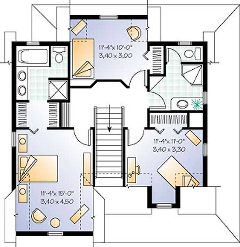Floor Plan Second Story of Country Plan #126-1231