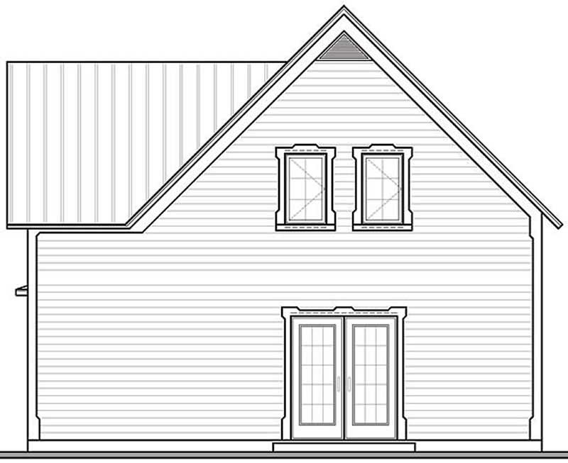 Home Plan Rear Elevation of this 2-Bedroom,1246 Sq Ft Plan -126-1232