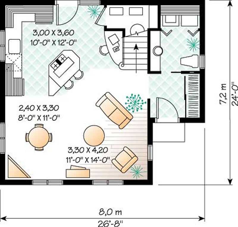 Floor Plan First Story of Country Plan #126-1232