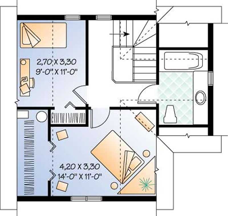 Floor Plan Second Story of Country Plan #126-1232