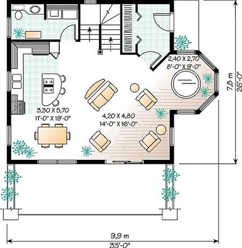 Floor Plan First Story of Contemporary Plan #126-1236