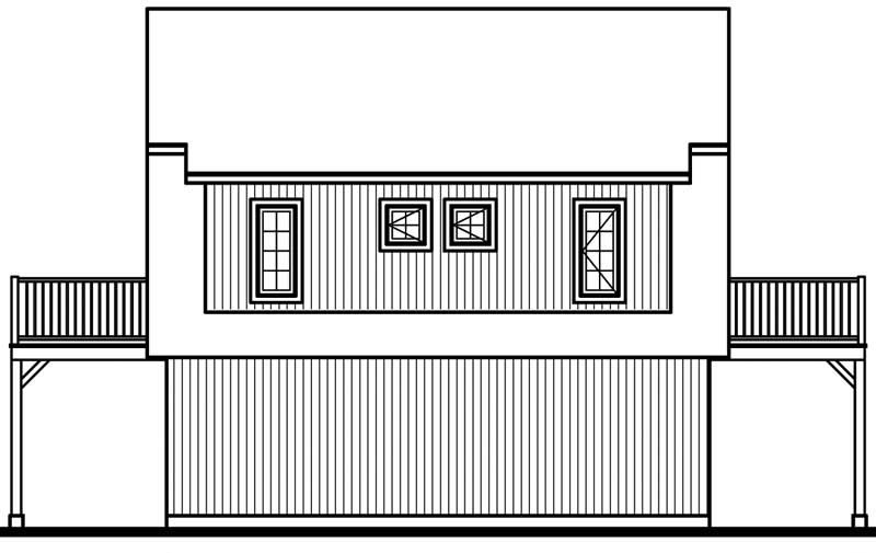 Home Plan Rear Elevation of this 2-Bedroom,996 Sq Ft Plan -126-1237
