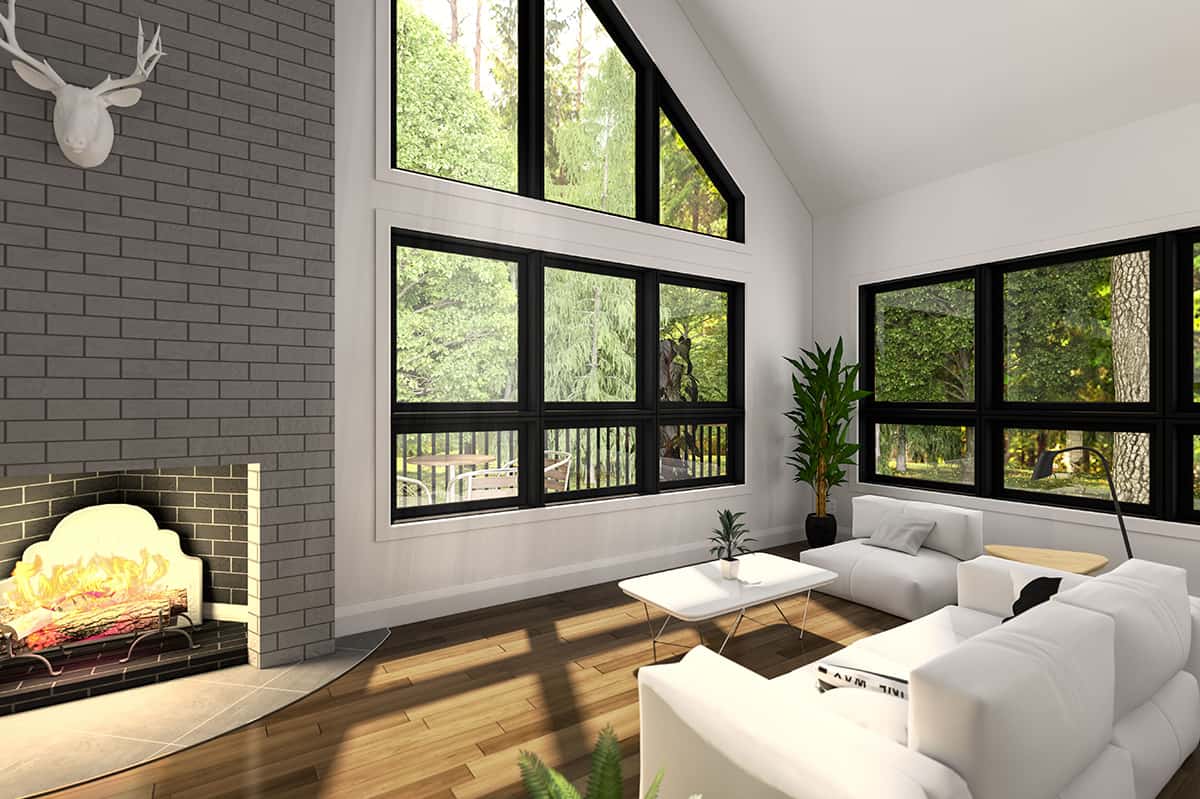 Living Room of this 3-Bedroom, 1077 Sq Ft Plan - 126-1242