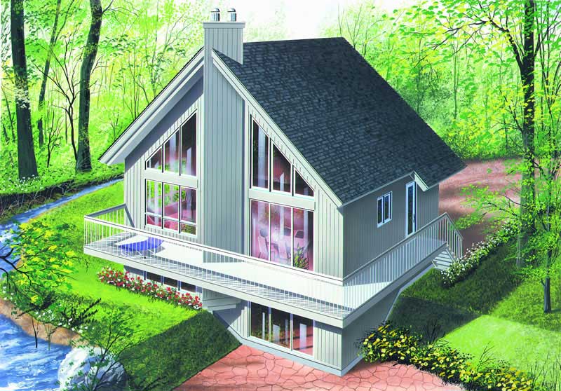 Rear View of this 3-Bedroom, 1077 Sq Ft Plan - 126-1242