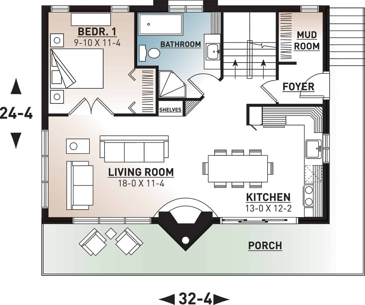 Floor Plan First Story of Contemporary Plan #126-1242
