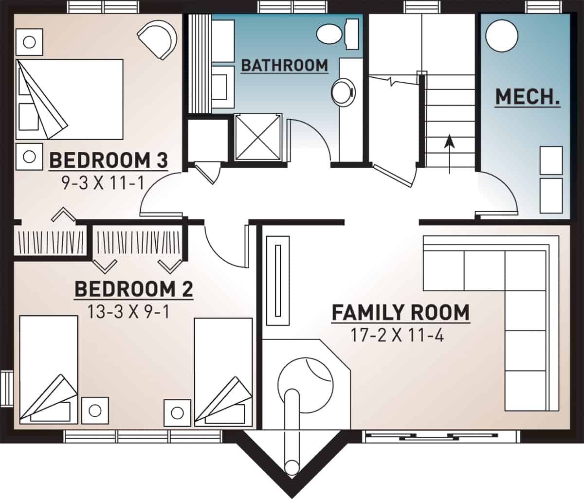 Floor Plan Basement of Contemporary Plan #126-1242
