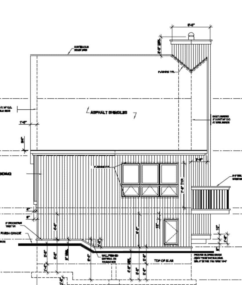 Home Plan Left Elevation of this 3-Bedroom,1077 Sq Ft Plan -126-1242