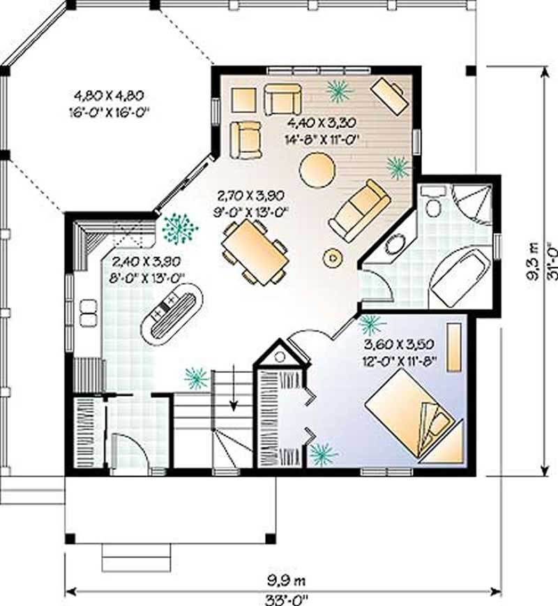 Floor Plan First Story of Coastal Plan #126-1243