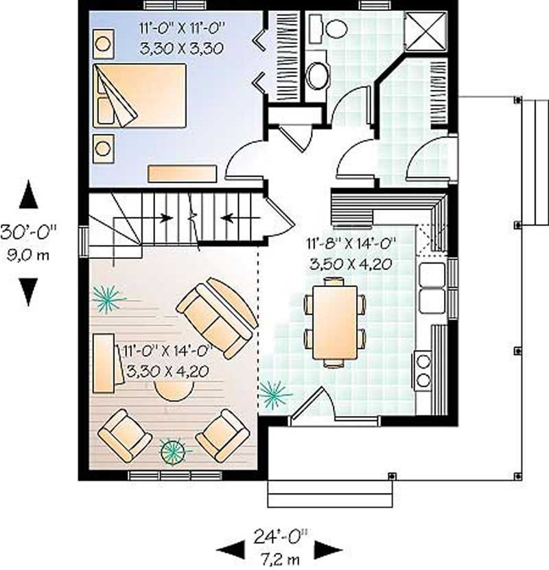 Floor Plan First Story of Country Plan #126-1244