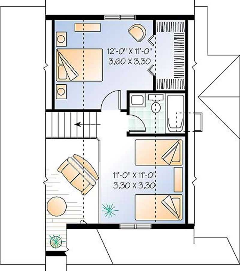 Floor Plan Second Story of Country Plan #126-1244