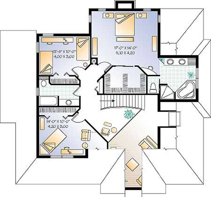 Floor Plan Second Story of Country Plan #126-1246