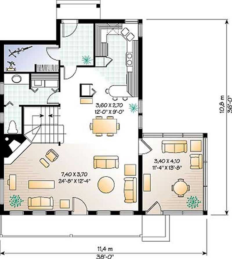 Floor Plan First Story of Country Plan #126-1247