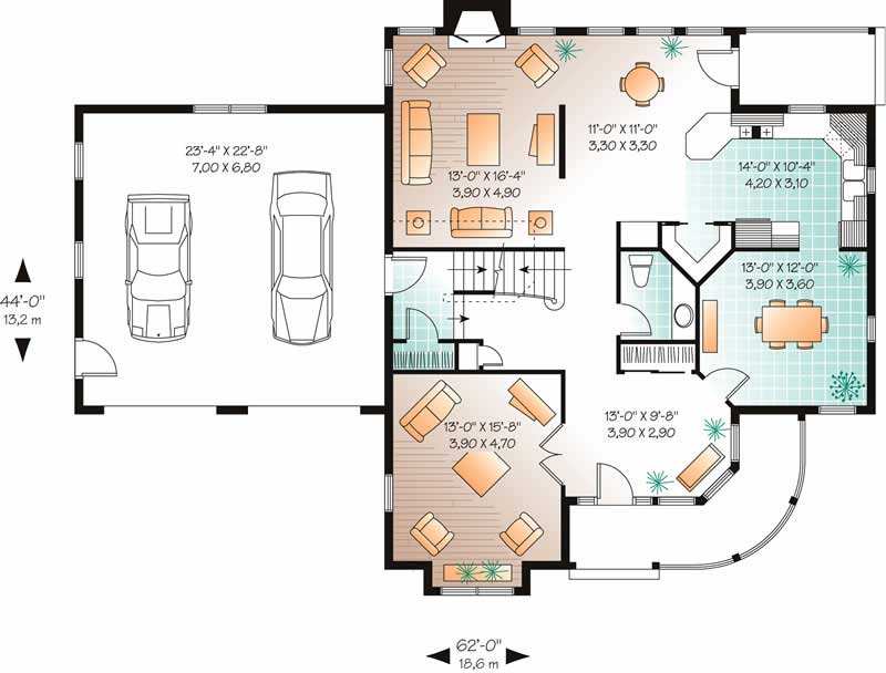 Floor Plan First Story of Victorian Plan #126-1248