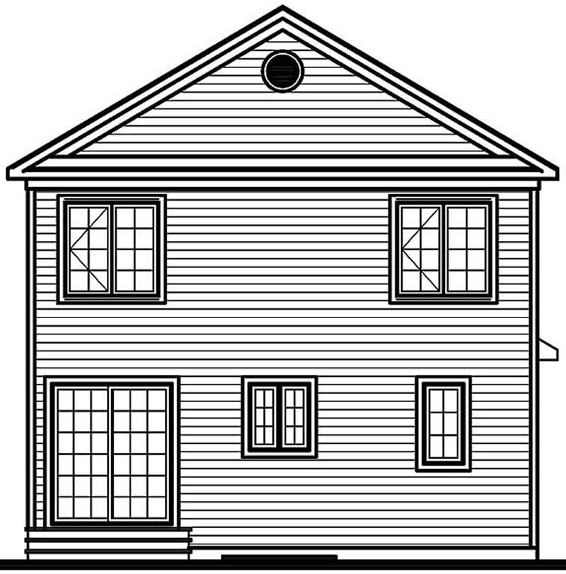 Home Plan Rear Elevation of this 3-Bedroom,1152 Sq Ft Plan -126-1249