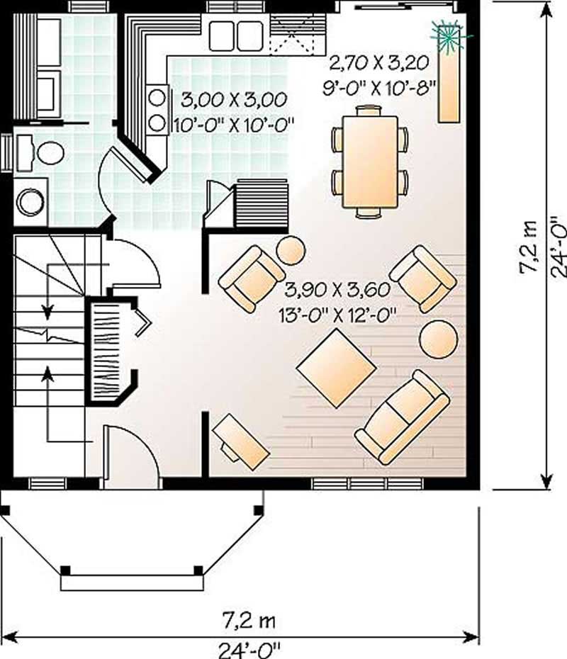 Floor Plan First Story of Small House Plans #126-1249