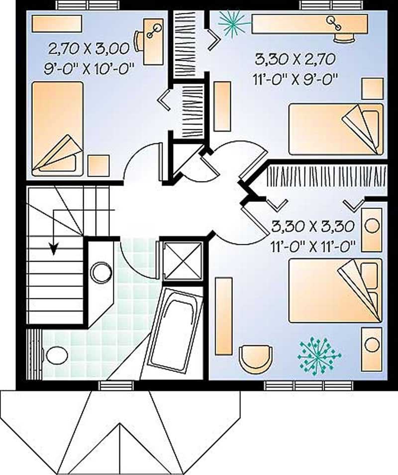 Floor Plan Second Story of Small House Plans #126-1249