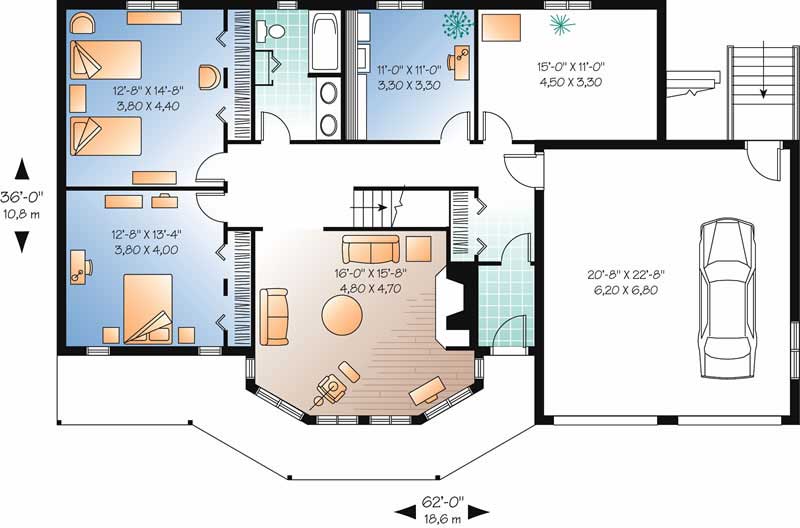 Floor Plan First Story of Contemporary Plan #126-1250