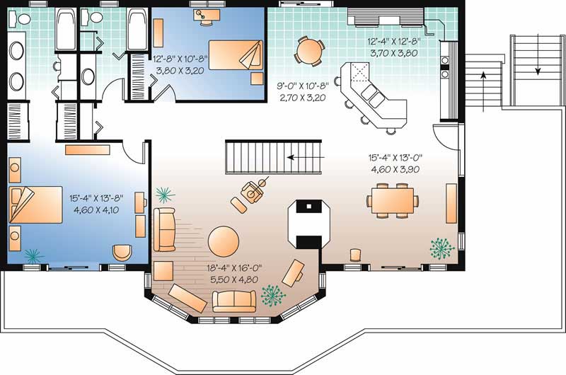Floor Plan Second Story of Contemporary Plan #126-1250